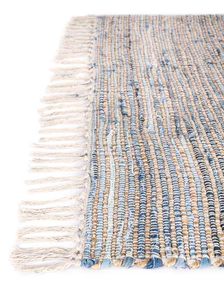 Custom Blue Hand Woven Chindi Jute Rug