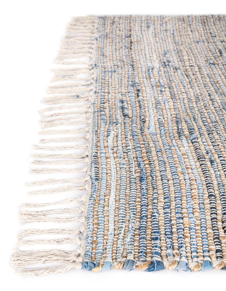 Detail image of Custom Blue Hand Woven Chindi Jute Rug