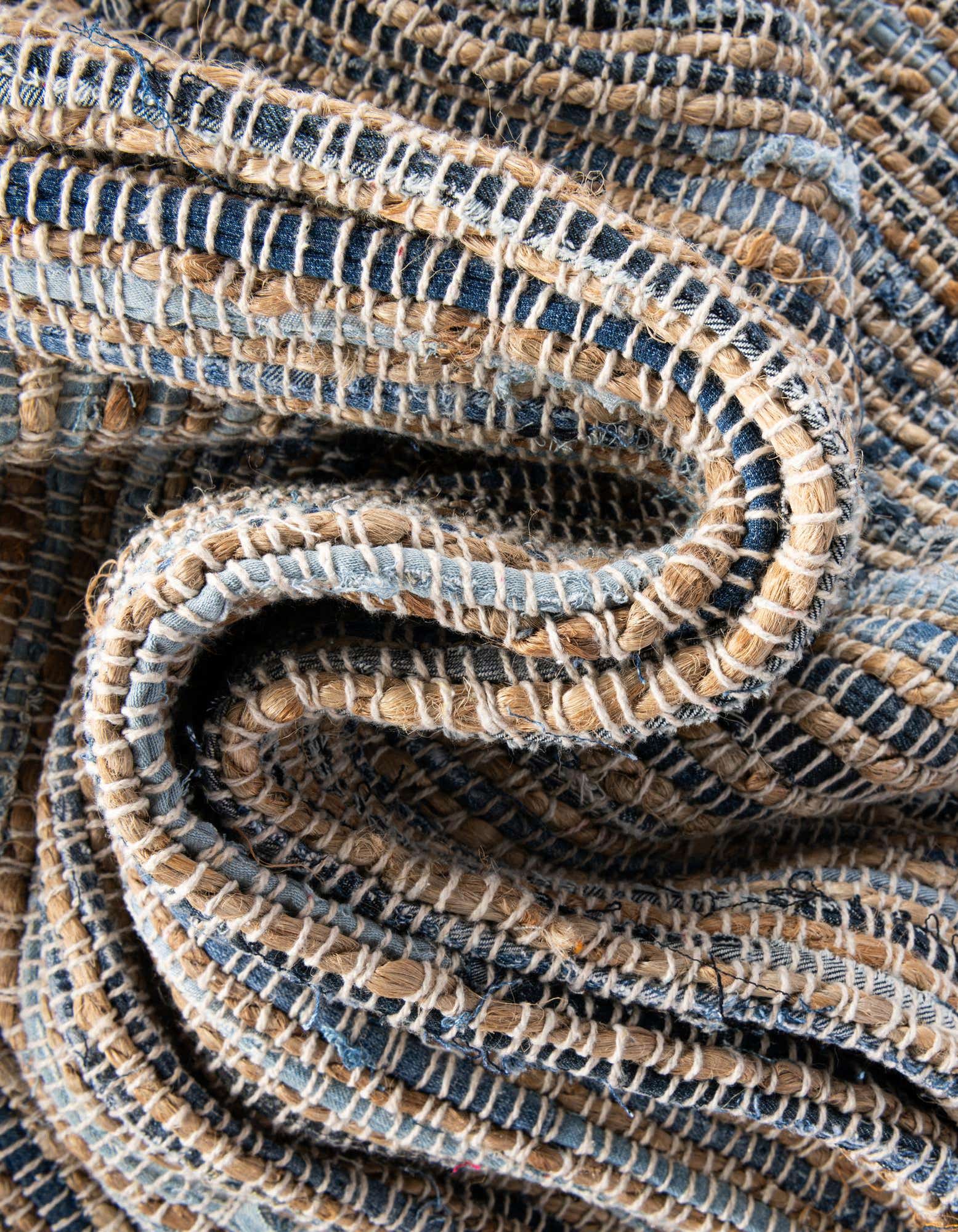 Custom Blue Hand Woven Chindi Jute Rug