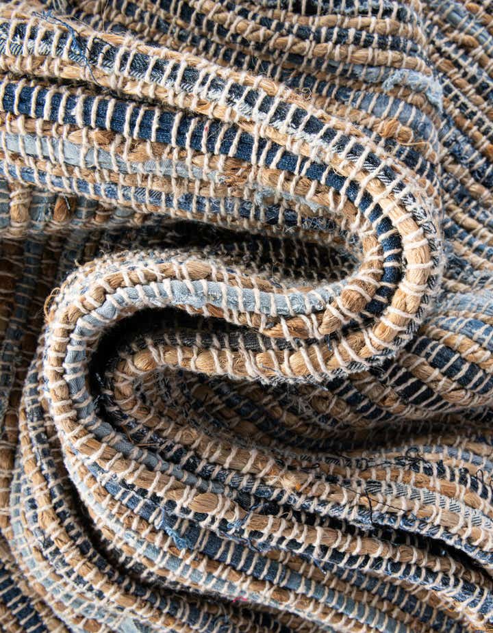 Custom Blue Hand Woven Chindi Jute Rug