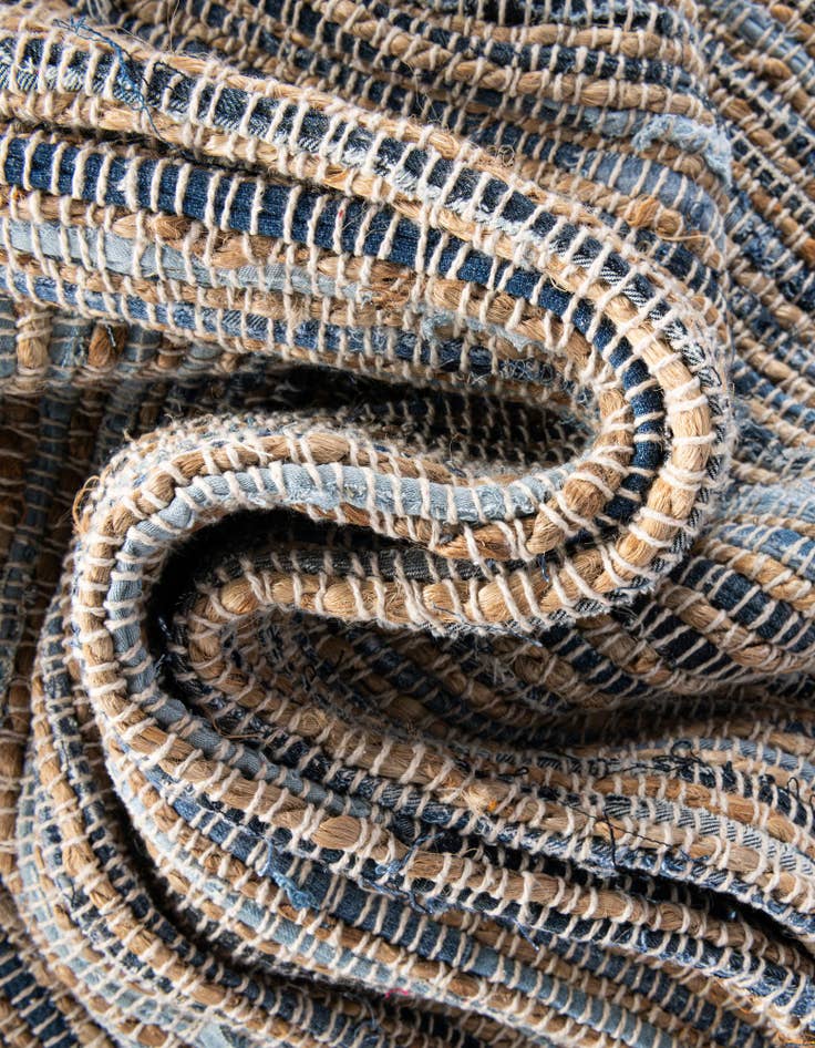 Detail image of Custom Blue Hand Woven Chindi Jute Rug