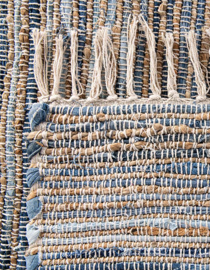 Custom Blue Hand Woven Chindi Jute Rug