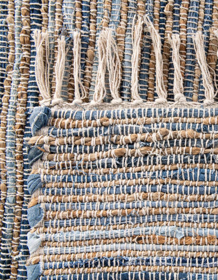 Detail image of Custom Blue Hand Woven Chindi Jute Rug