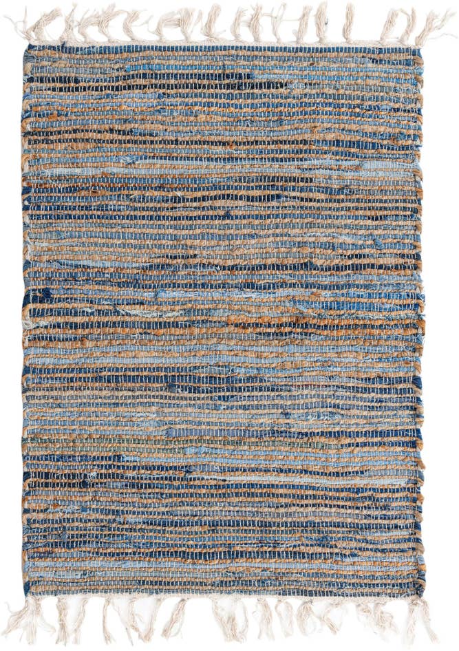 Detail image of 2' x 3' 1 Hand Woven Chindi Jute Rug