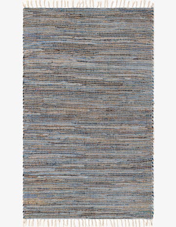Blue Hand Woven Chindi Jute Rug