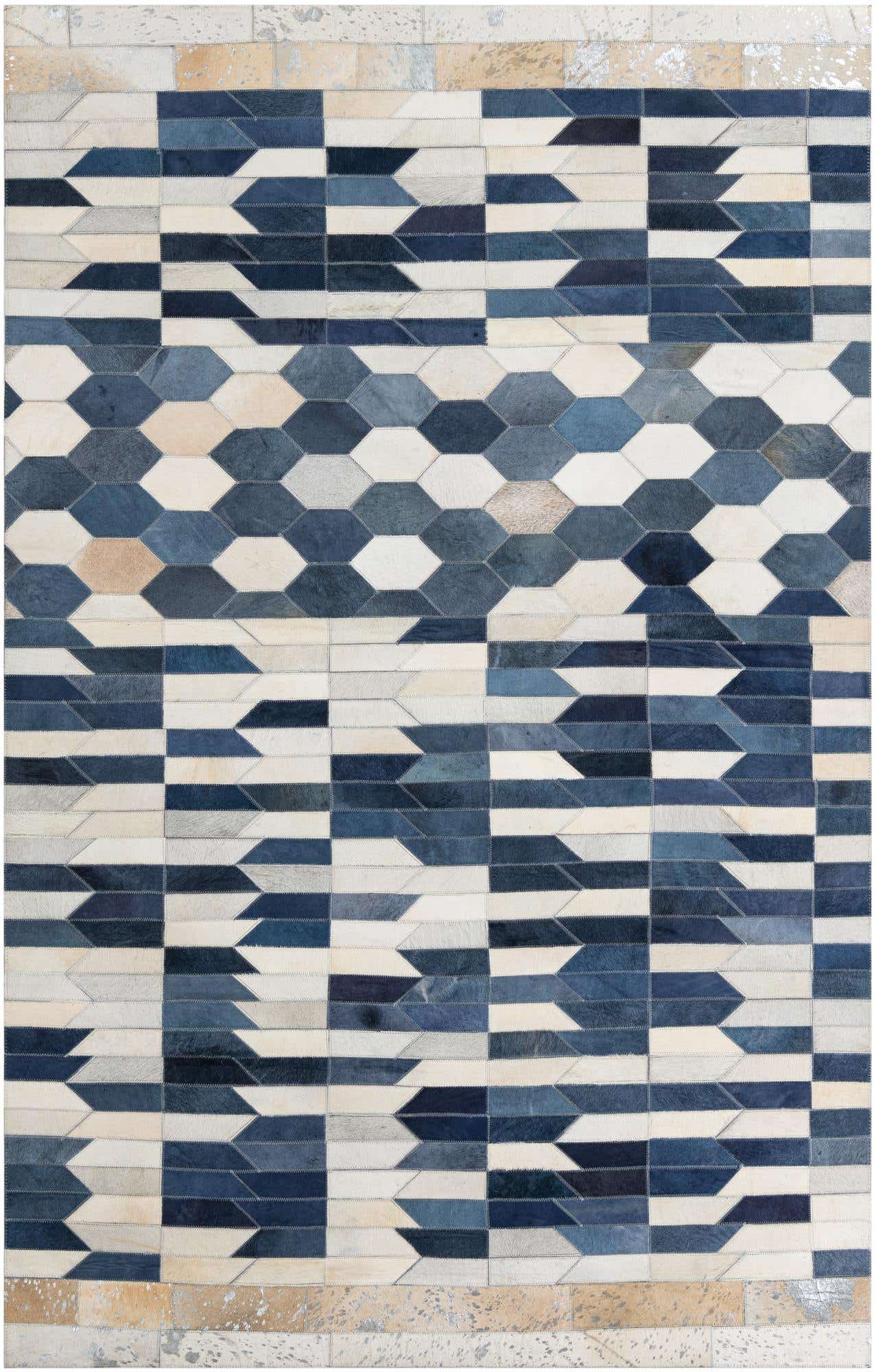 5' x 7' 9 Cowhide Leather Rug