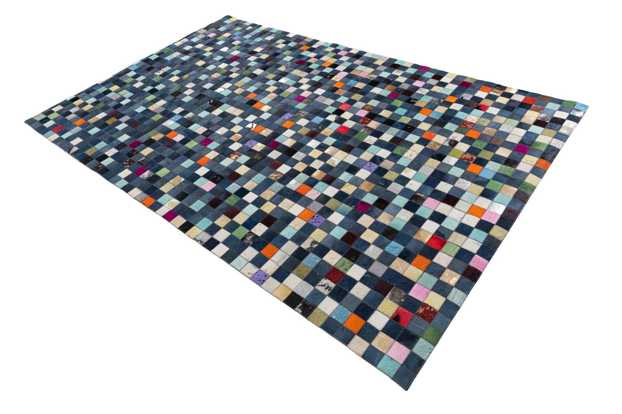 5' 1 x 8' Cowhide Leather Rug