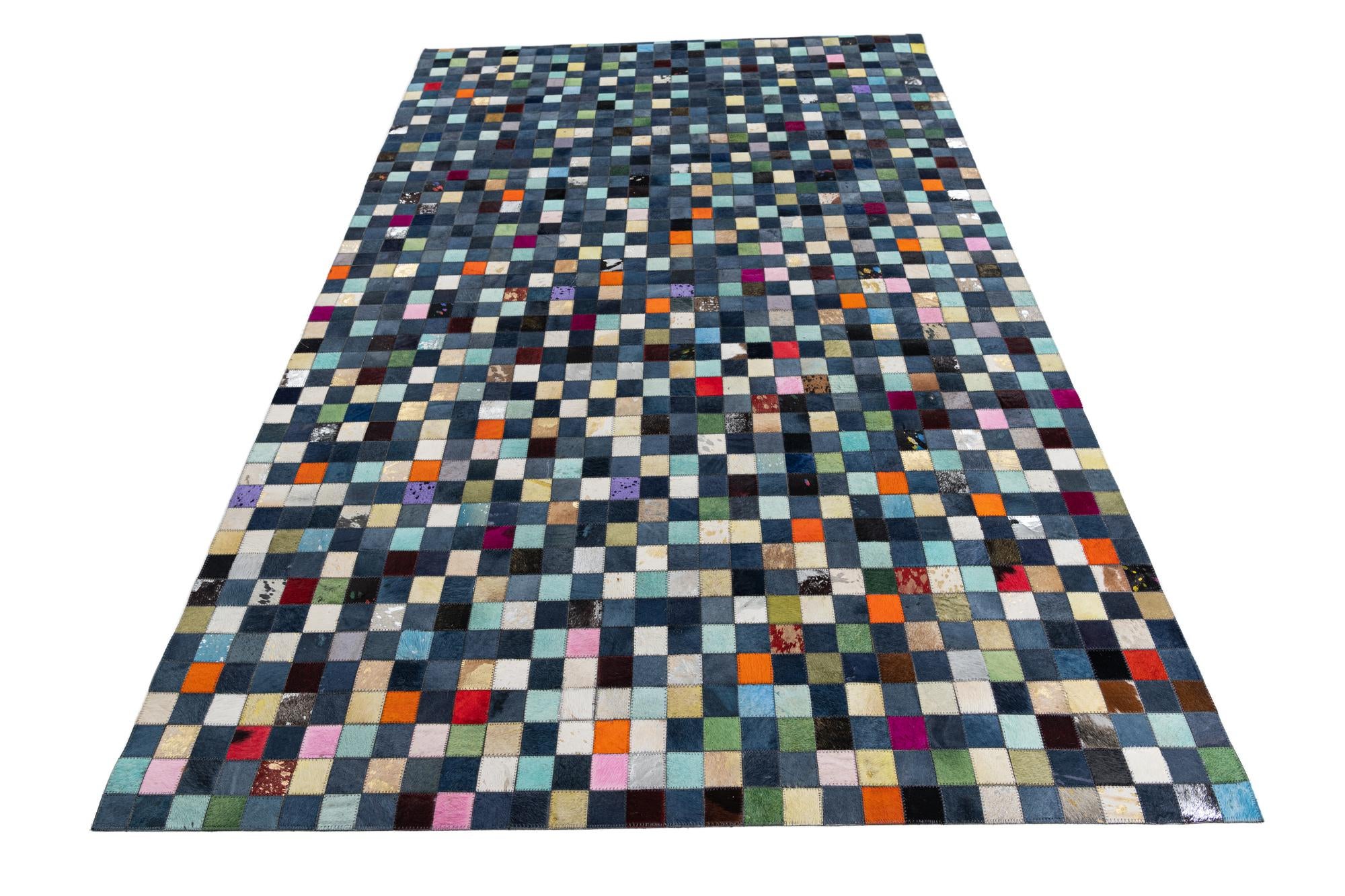 5' 1 x 8' Cowhide Leather Rug