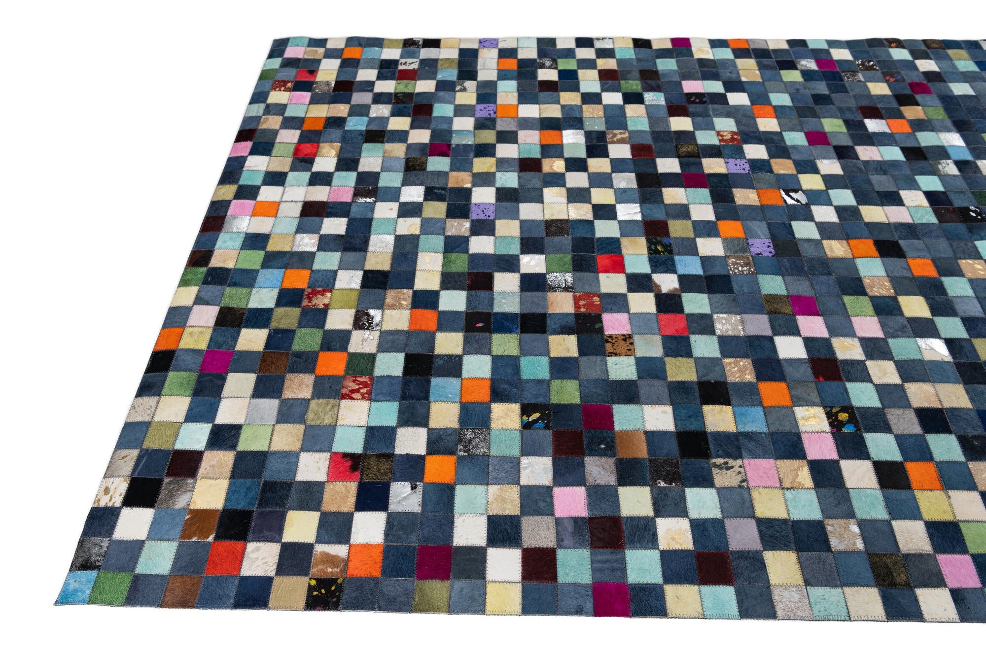 5' 1 x 8' Cowhide Leather Rug