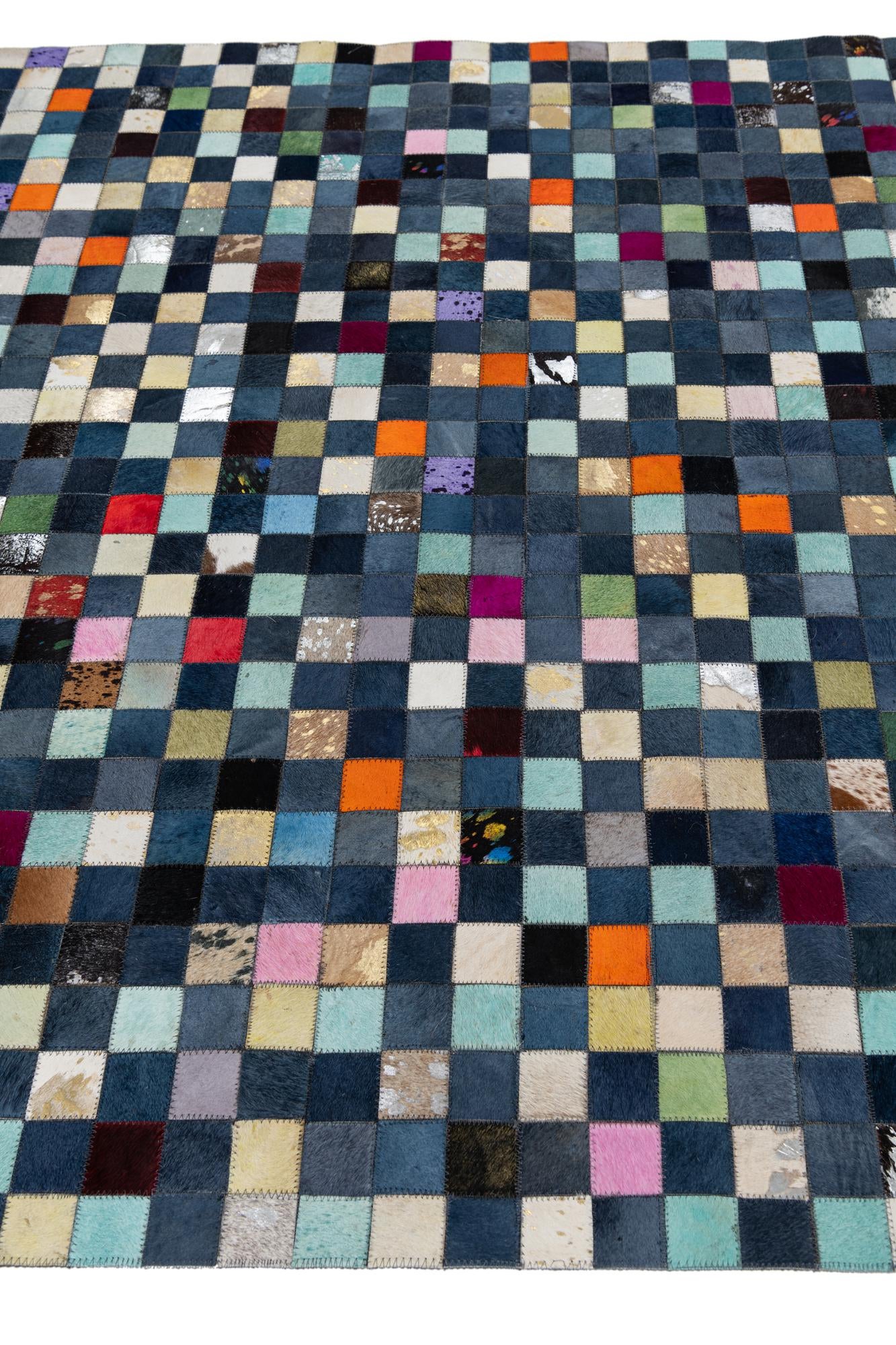 5' 1 x 8' Cowhide Leather Rug