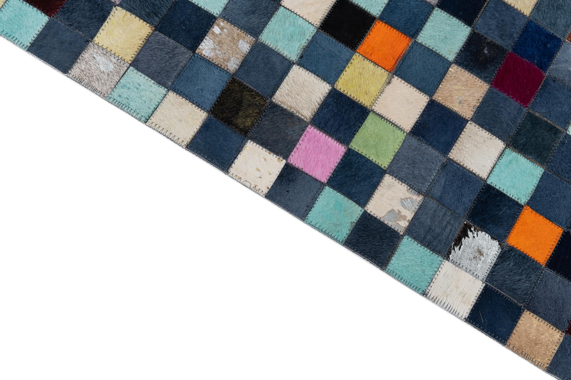 5' 1 x 8' Cowhide Leather Rug