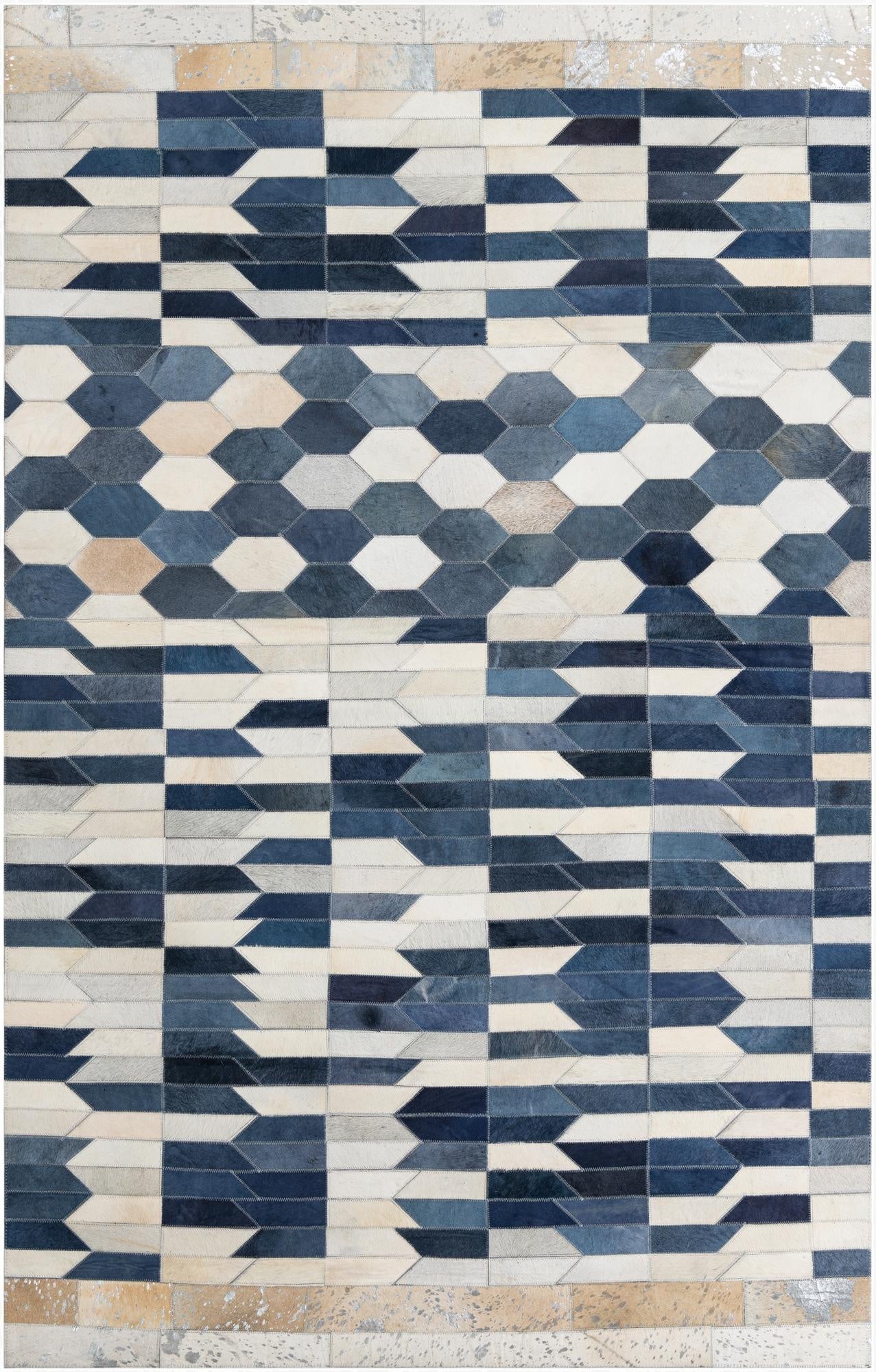 5' x 7' 9 Cowhide Leather Rug