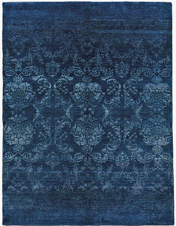 4' 11 x 6' 6 Damask with Silk Rug