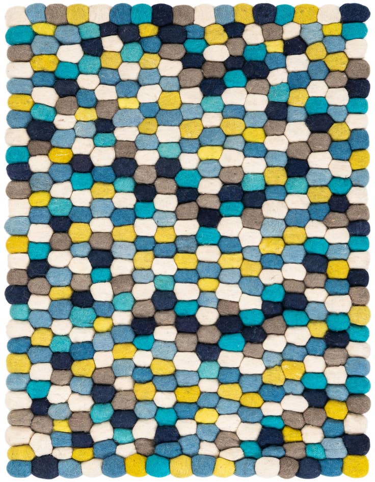 Detail image of 2' x 3' 1 Hand Woven Felt Ball Wool Rug