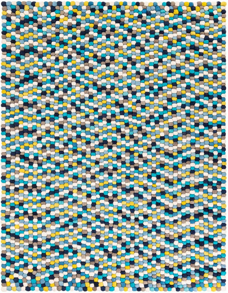 Detail image of 6' 1 x 9' Hand Woven Felt Ball Wool Rug