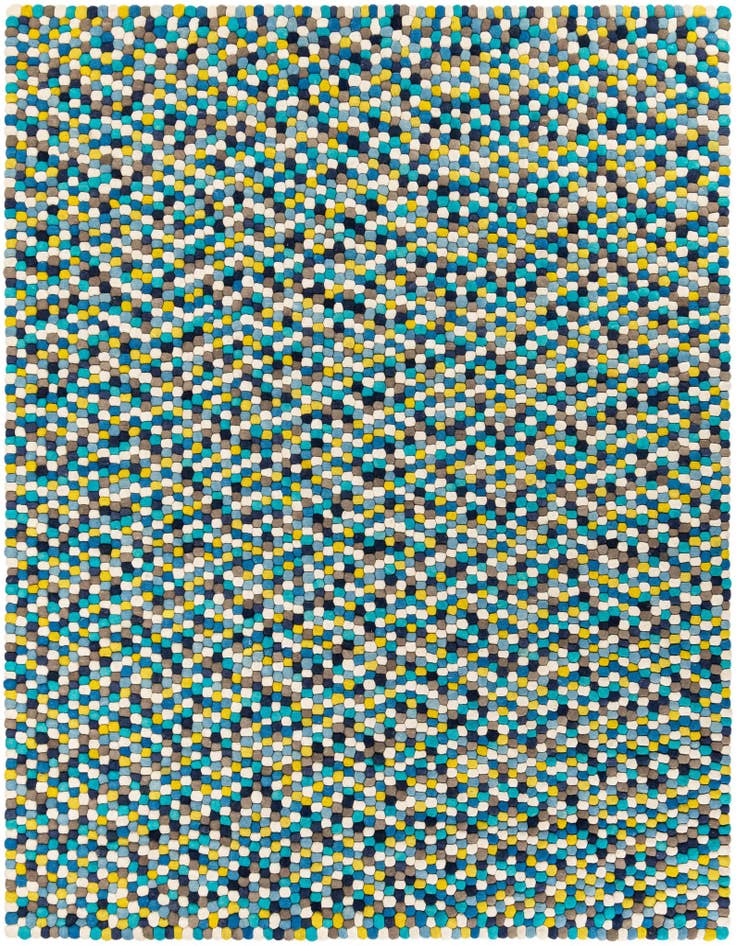 Detail image of 7' 10 x 10' Hand Woven Felt Ball Wool Rug