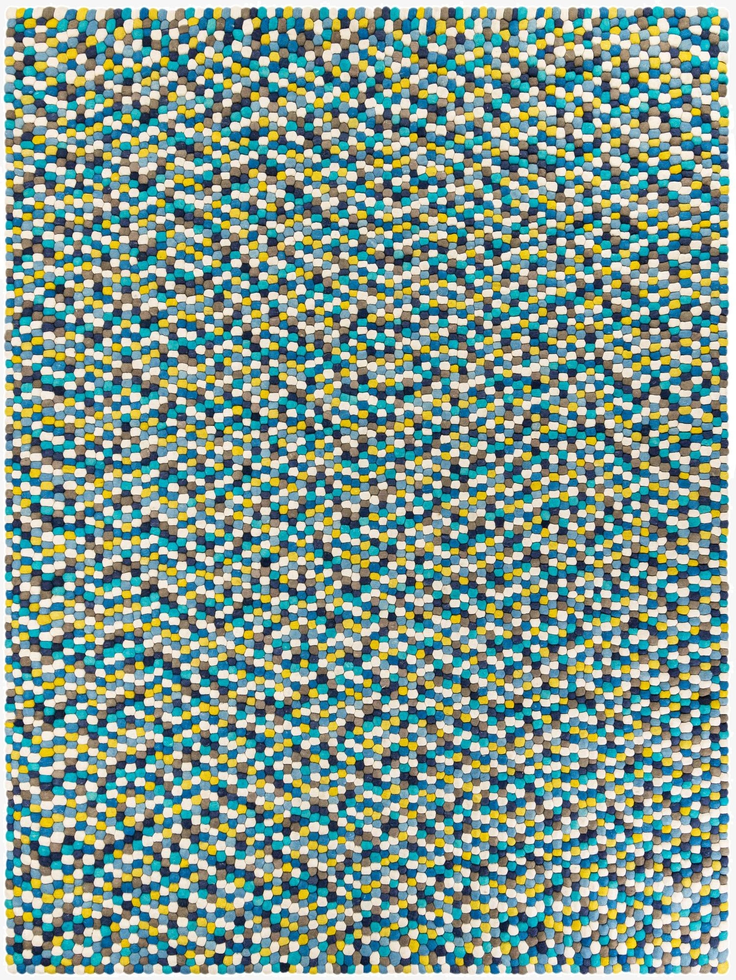 9' x 12'  Hand Woven Felt Ball Wool Rug