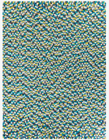 9' x 12' Hand Woven Felt Ball Wool Rug