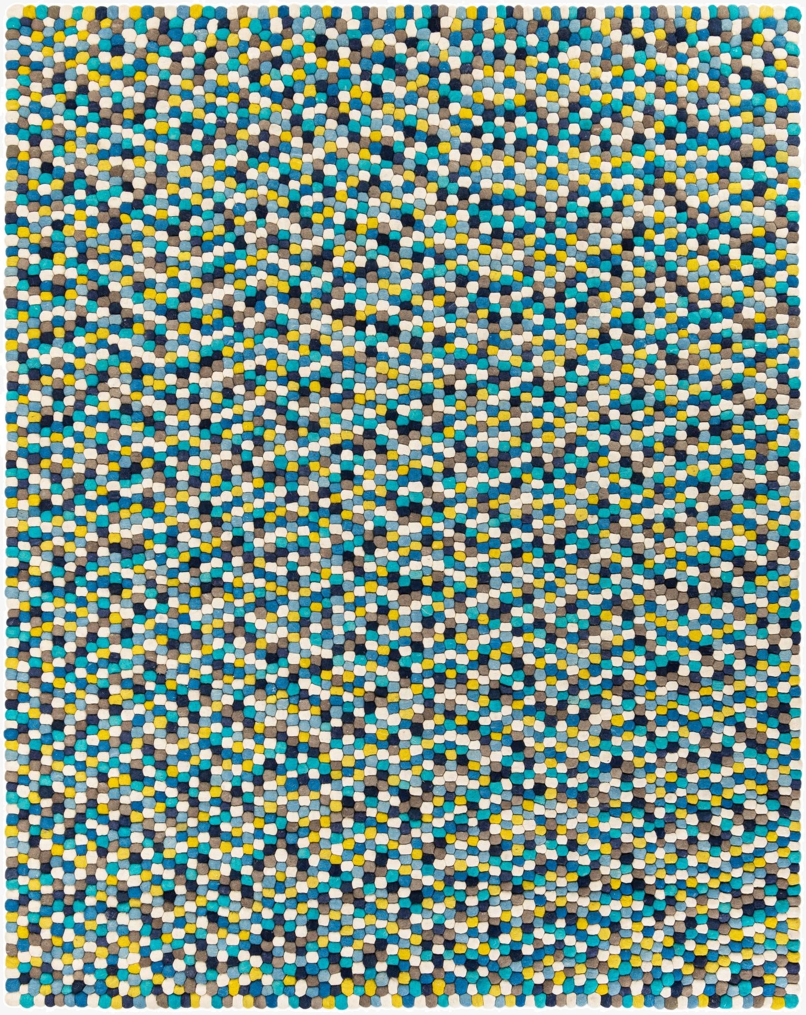 7' 10 x 10'  Hand Woven Felt Ball Wool Rug