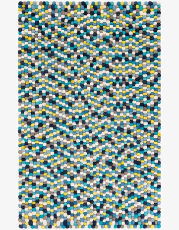 Blue Felt Ball Wool Rug