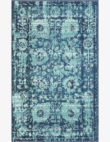 Blue Washable Fleur Rug