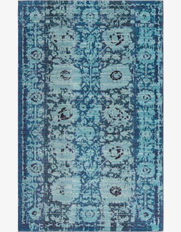 Blue Washable Fleur Rug