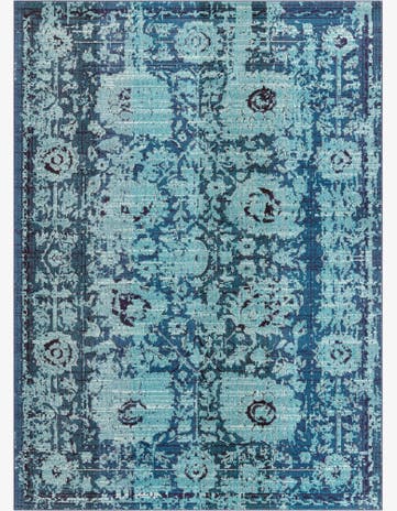 Blue Washable Fleur Rug