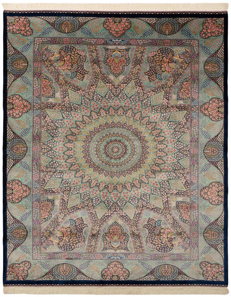 Detail image of 6' 5 x 9' 6 Ghom Design Rug