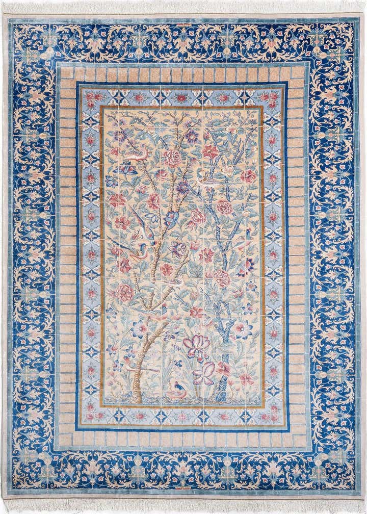6' 7 x 9' 10 Ghom Design Rug