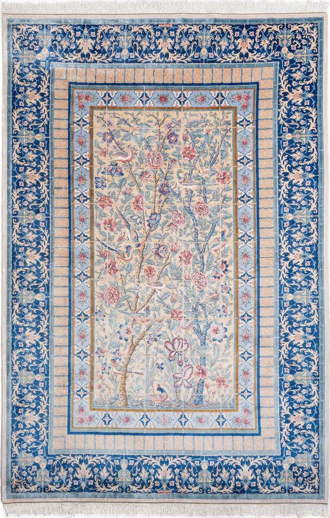 6' 7 x 9' 10 Ghom Design Rug