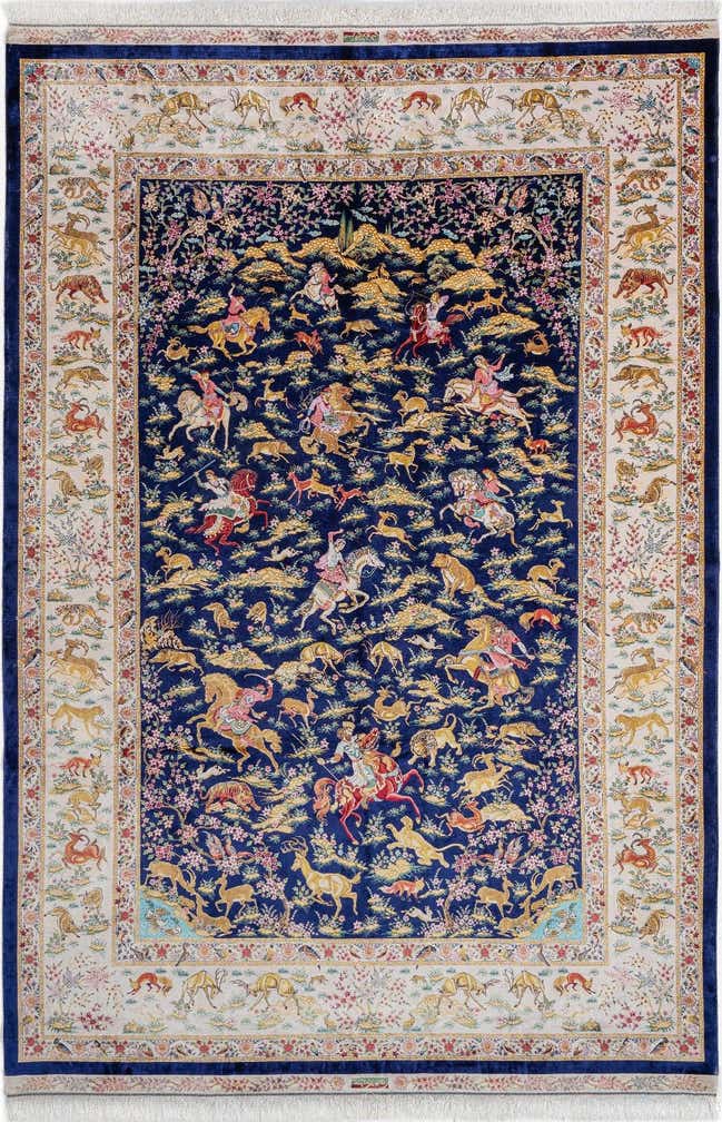 6' 7 x 9' 10 Ghom Design Rug