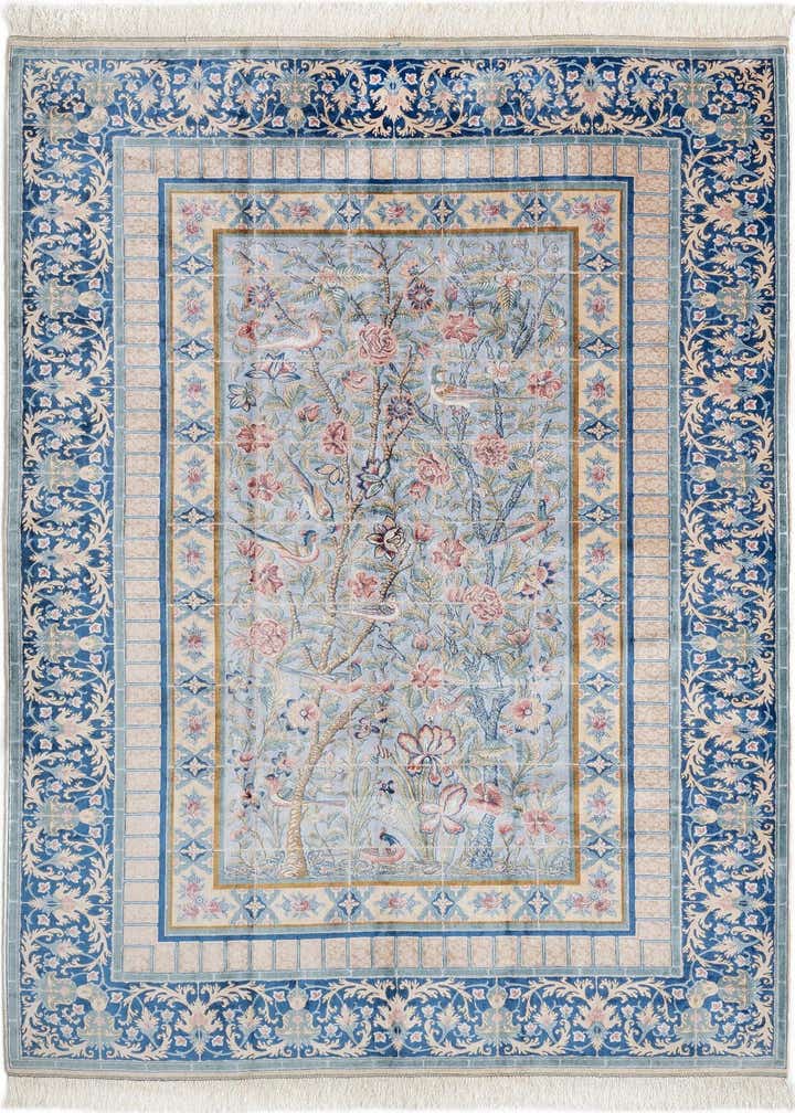 4' 11 x 7' 5 Ghom Design Rug