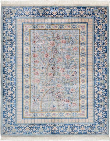 4' 11 x 7' 5 Ghom Design Rug