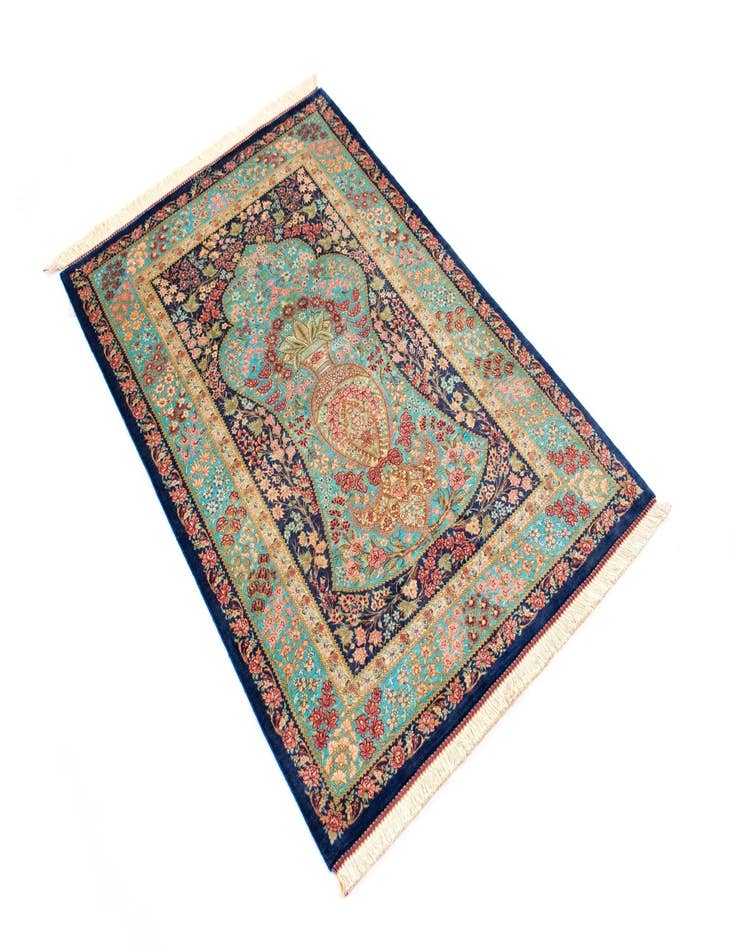 Detail image of 2' 7 x 4' Ghom Silk Rug