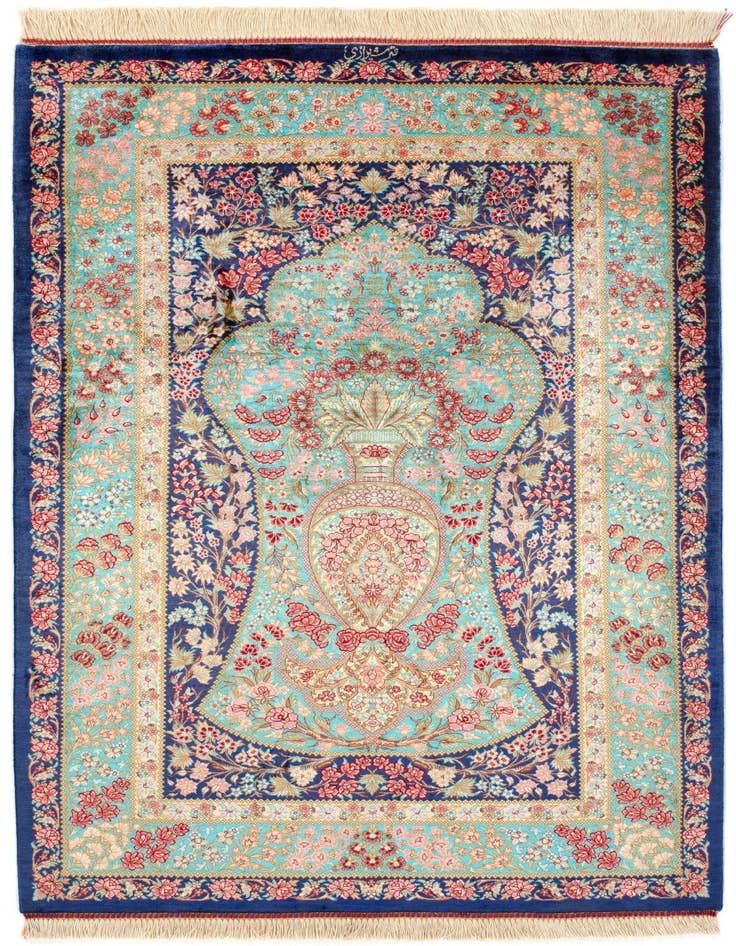 Detail image of 2' 7 x 4' Ghom Silk Rug