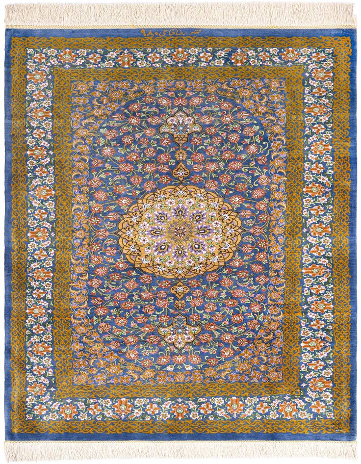 Detail image of 2' 7 x 4' Ghom Silk Rug