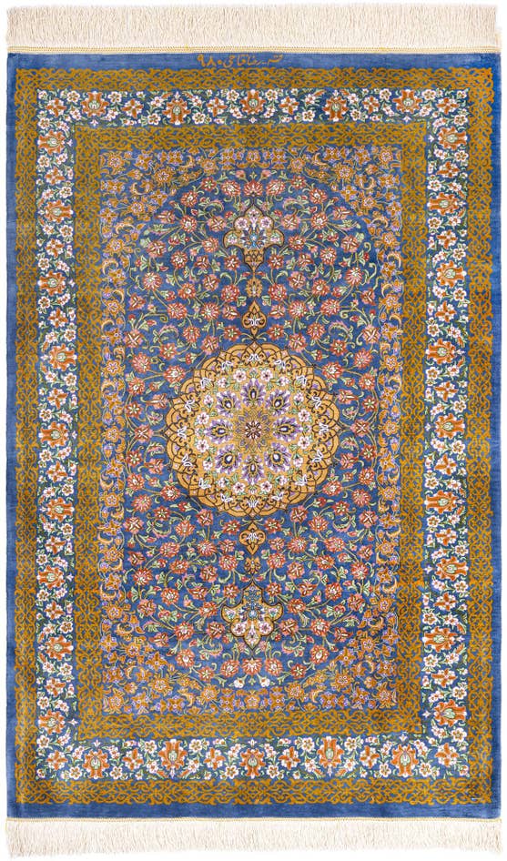 Detail image of 2' 7 x 4' Ghom Silk Rug
