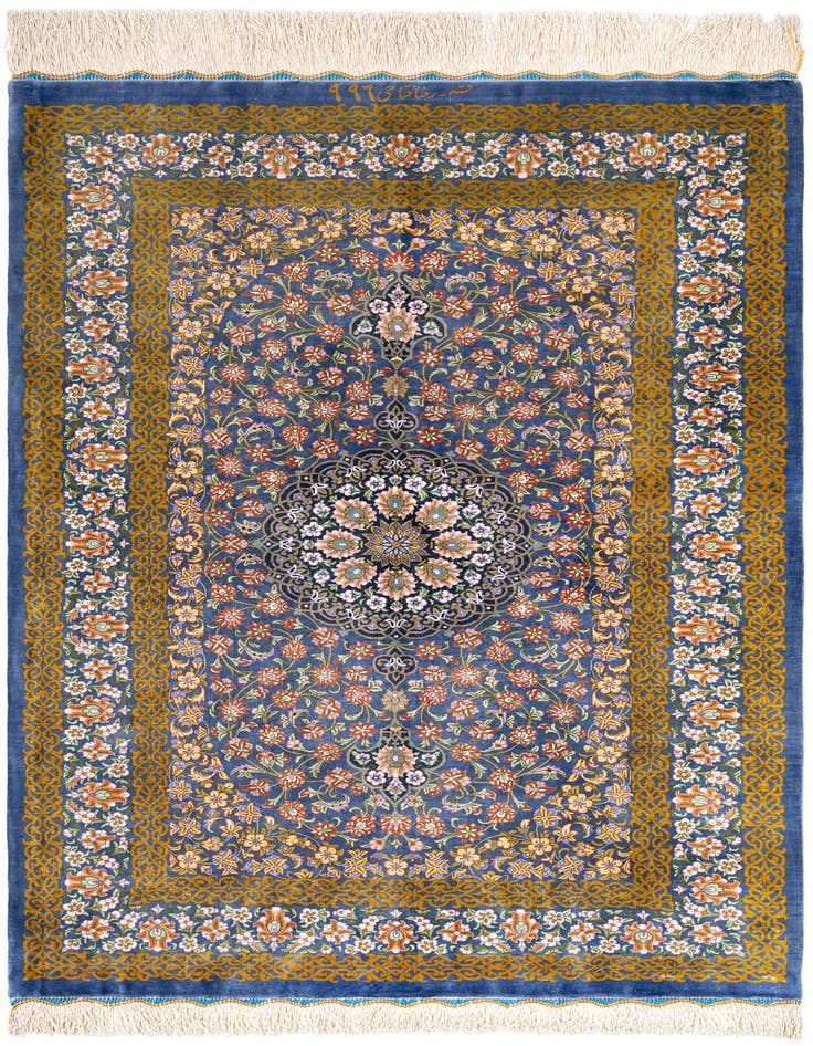 Detail image of 2' 7 x 4' Ghom Silk Rug