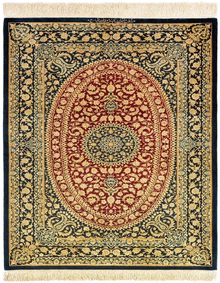 Detail image of 2' 7 x 3' 10 Ghom Silk Rug