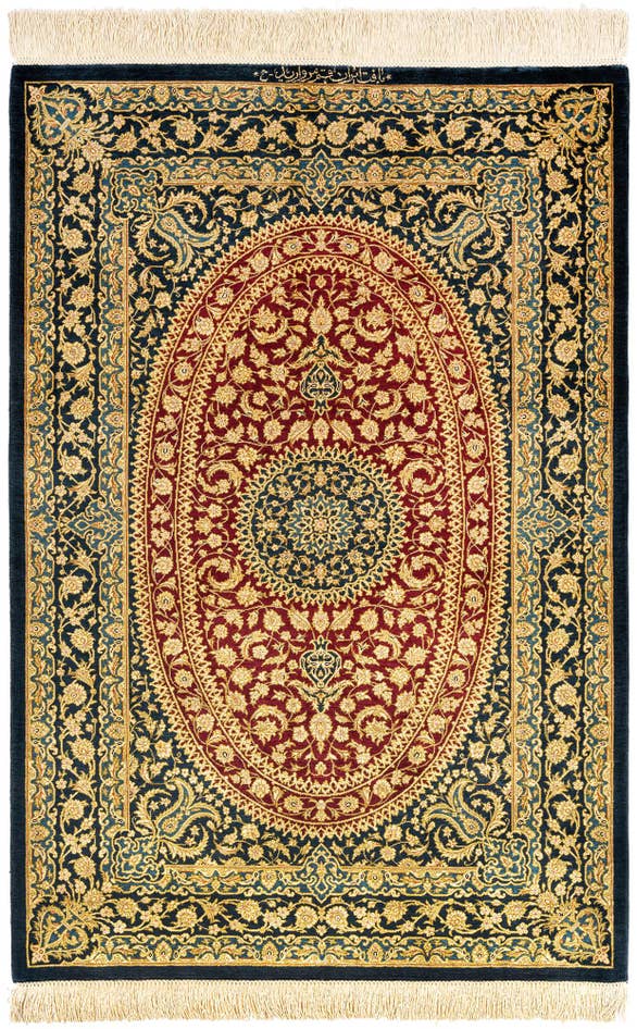 Detail image of 2' 7 x 3' 10 Ghom Silk Rug