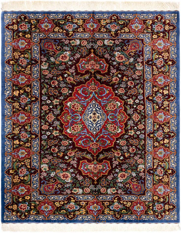 Detail image of 4' 4 x 6' 5 Ghom Silk Rug