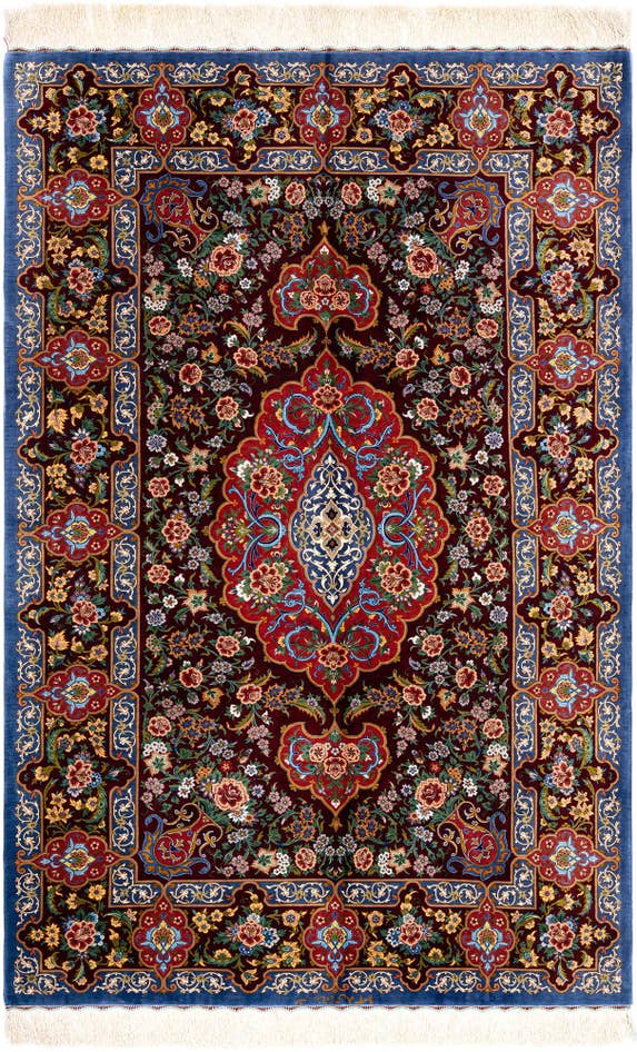 Detail image of 4' 4 x 6' 5 Ghom Silk Rug