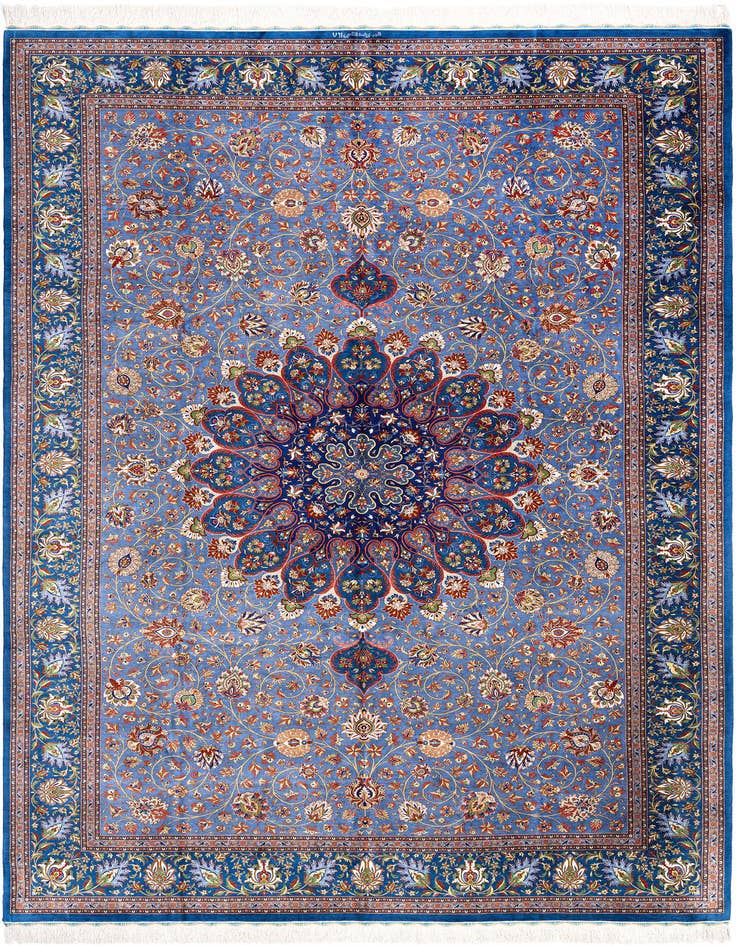 Detail image of 6' 9 x 9' 9 Ghom Silk Rug