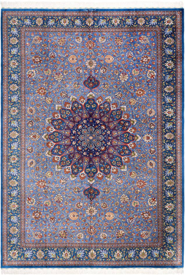 Detail image of 6' 9 x 9' 9 Ghom Silk Rug