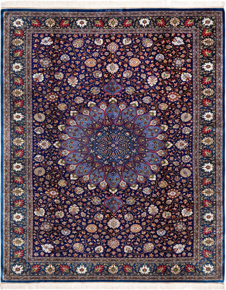 Detail image of 6' 7 x 9' 9 Ghom Silk Rug