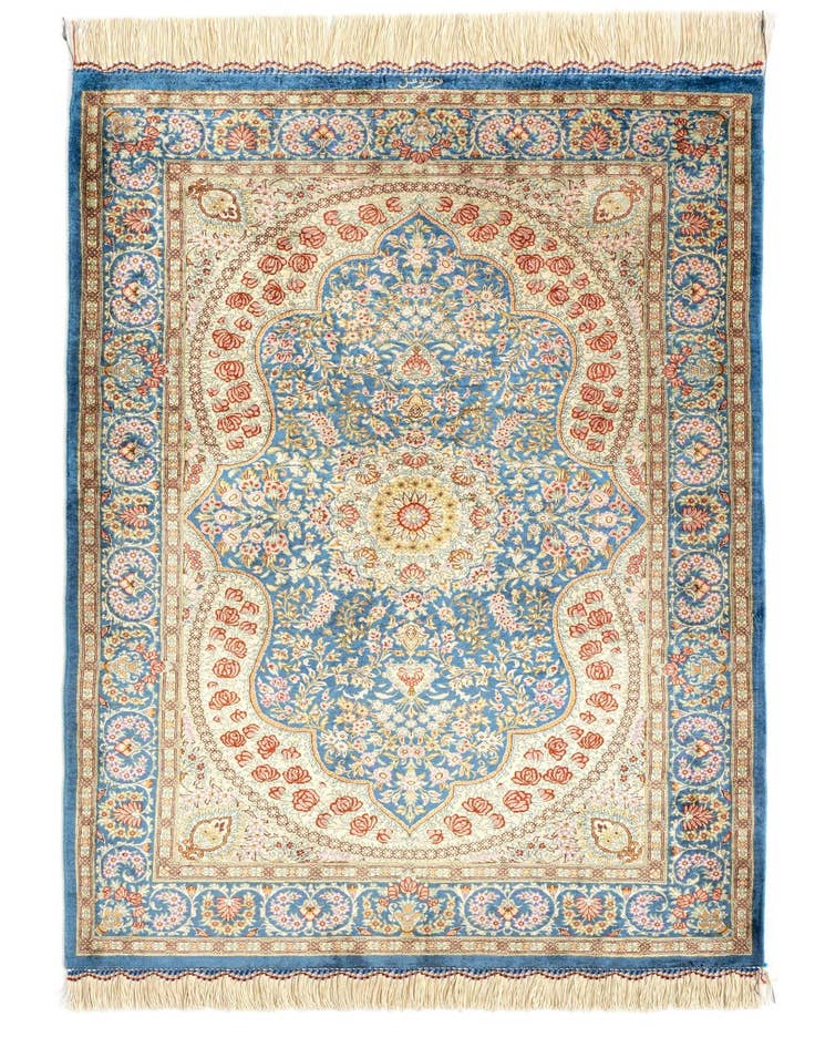Detail image of 2' 7 x 3' 10 Ghom Silk Rug