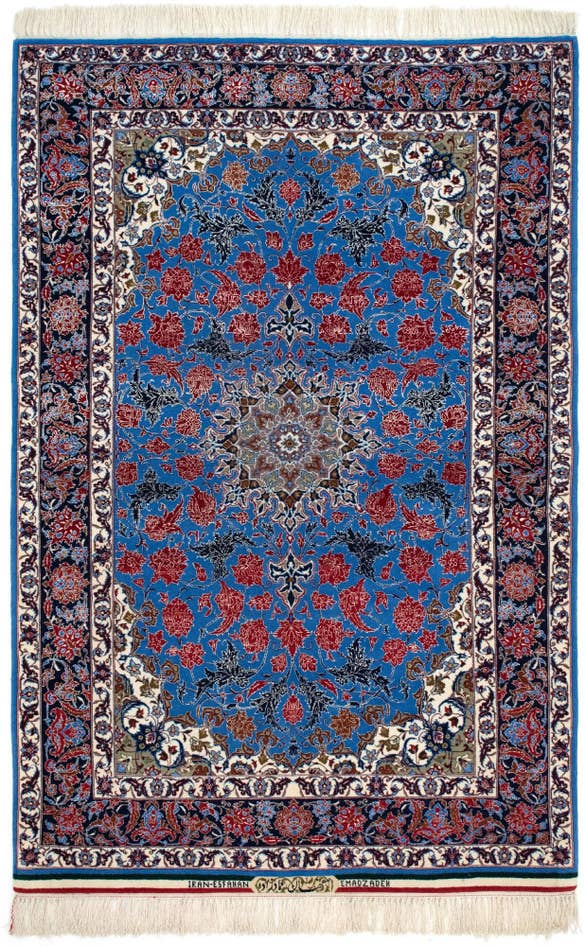 Detail image of 3' 9 x 5' 9 Hand Knotted Isfahan Persian Rug