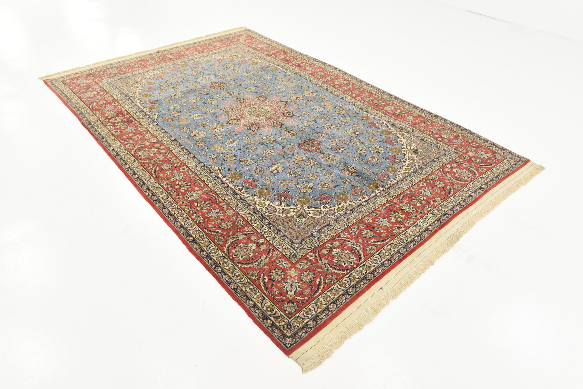 6' 7 x 10' Hand Knotted Isfahan Persian Rug