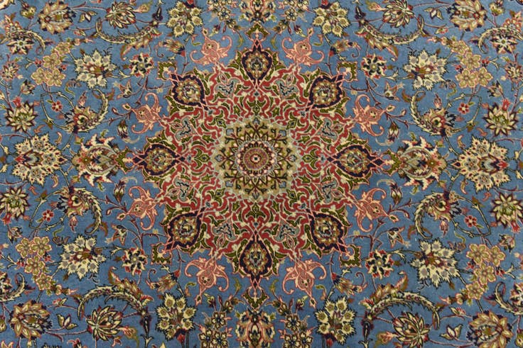 Detail image of 6' 7 x 10' Hand Knotted Isfahan Persian Rug