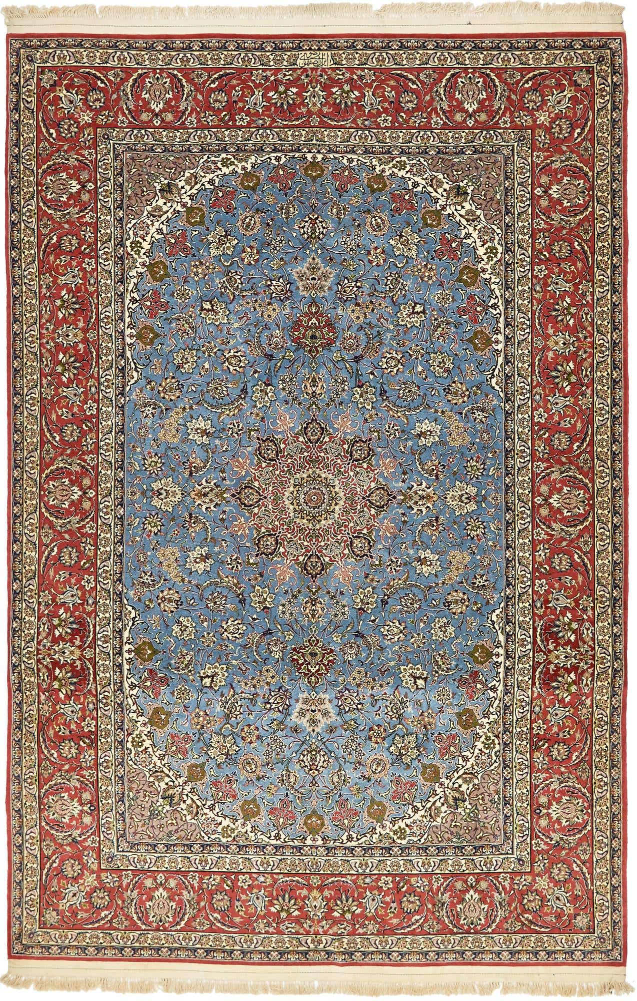 6' 7 x 10' Hand Knotted Isfahan Persian Rug